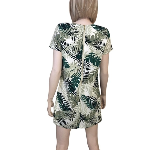 𝅺lulus Lulu's Shift Dress Tunic Fern Plant Foliage Inspired Print Short Sleeve - Picture 6 of 11